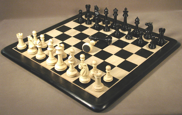 Meghdoot Ebony Staunton Chess Set with Leather Bottoms