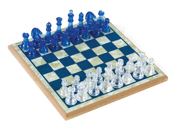 Blue & Clear AcrylicTransparent Chess Set