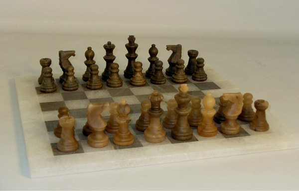 Alabaster Chess Set- Translucent Brown and Ash Chess Set with Matte Finish