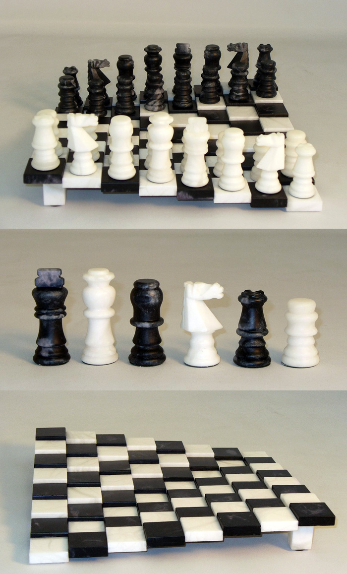 Alabaster Set- Black and White with Tiered Board- Matte Finish
