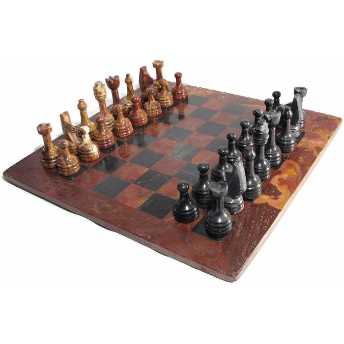 Marble Chess Set Black & Red
