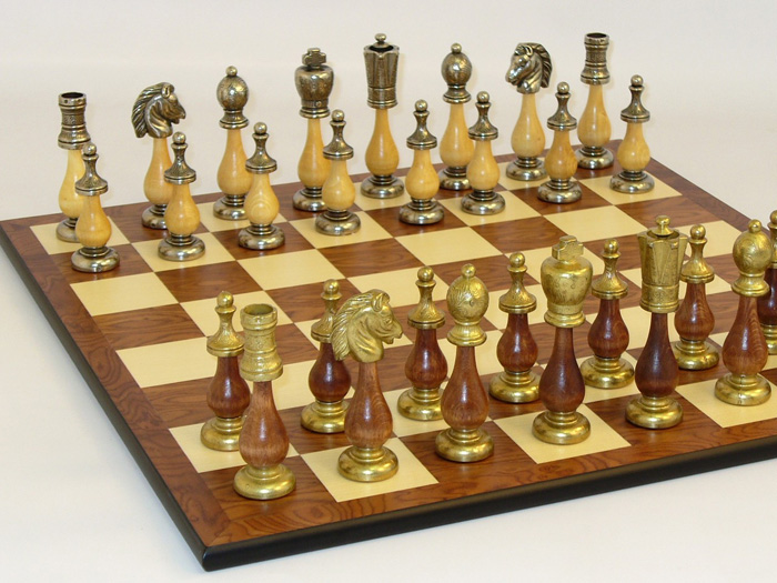CS818-142MW-H. Staunton Metal & Wood Chess Set