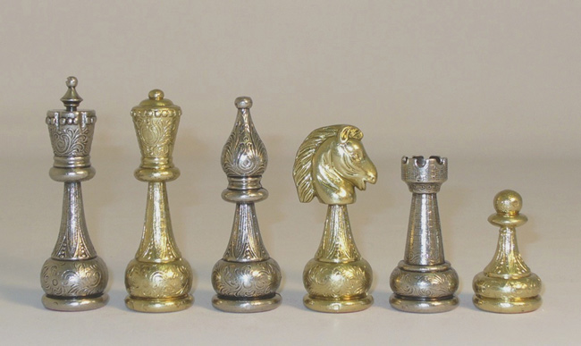 Staunton Brass & Metal Chessmen Set