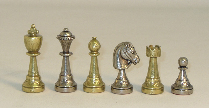 Three Inch Staunton Filigree Metal Chess Pieces