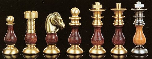 Staunton Classic Style Brass Wood Chess Pieces