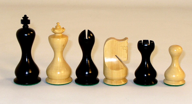 Natural & Ebonized Antique Modern Chessmen Set