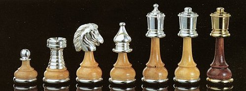 Staunton Persian Style 18K Gold & Silver Plated Chess Pieces