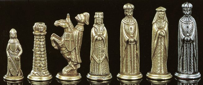 Brass & Nickel Plated Lotario Chess Pieces.
