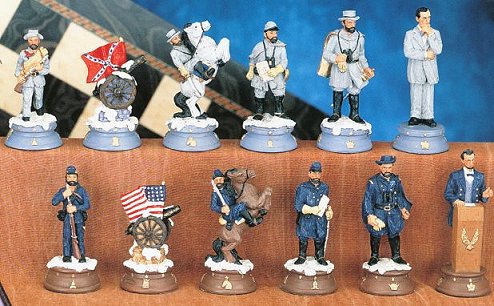 Hand Painted United States Civil War Chess Pieces