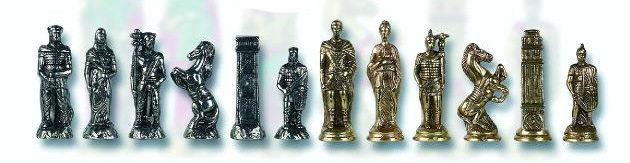 Hannibal Roman Brass & Silver Chess  Pieces.