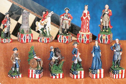 Hand Painted American Revolutionary War Chess Pieces