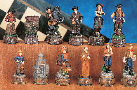 Hand Painted Wild West Hand Painted Chess Pieces