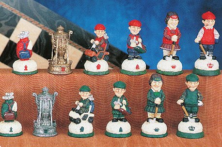Hand Painted Golf Theme  Chess Pieces.