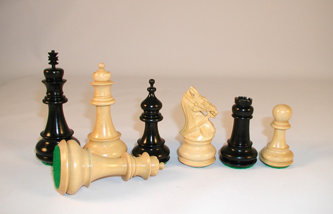 4  Inch Ultimate Bridle Knight Triple Weighted Ebony Wood Staunton Chess Pieces