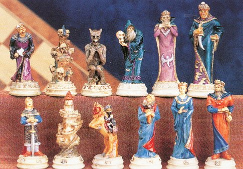 Justice vs Evil, Mythological  Hand Painted Chess Pieces