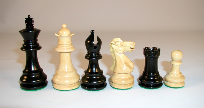 3 inch Supreme Ebonized Staunton Monarch Style Tripple Weighted Chess Pieces With Felted Slides