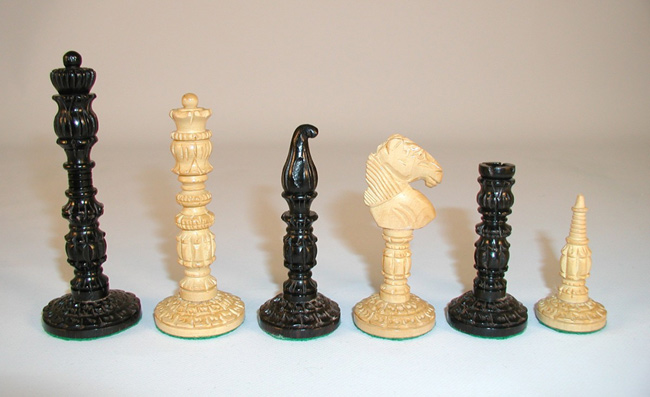 4 inch Double Weighted Ebony Wood Mughal Chess Pieces