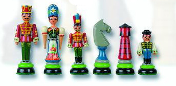 Huszar Solid Maple Hand Painted Chess Pieces.