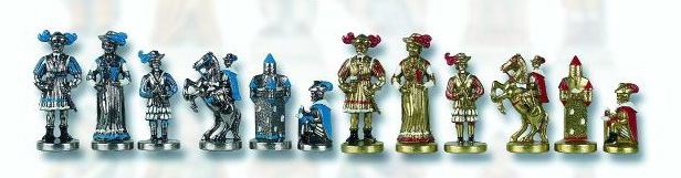 The Imperial, Hand Painted Metal Chessmen Set.