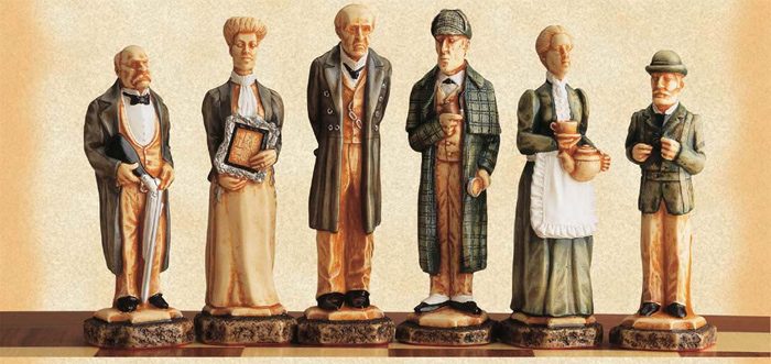 Sherlock Holmes Polyresin Hand Painted Chess Pieces.