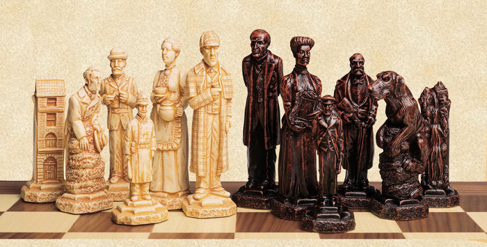 Sherlock Holmes Polyresin Chess Pieces.