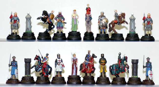 The Crusades White Metal Chessmen Set