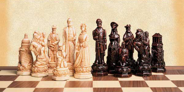 Polyresin American Civil War Chessmen Set. 