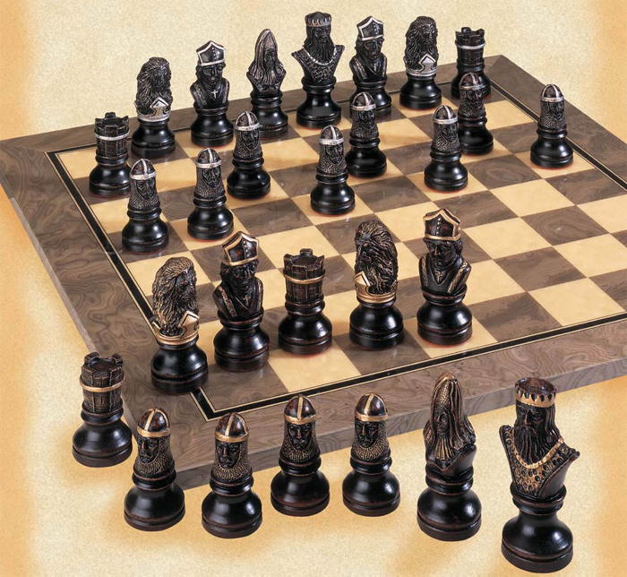 Richard the Lionheart Handpainted Chessmen Set. 