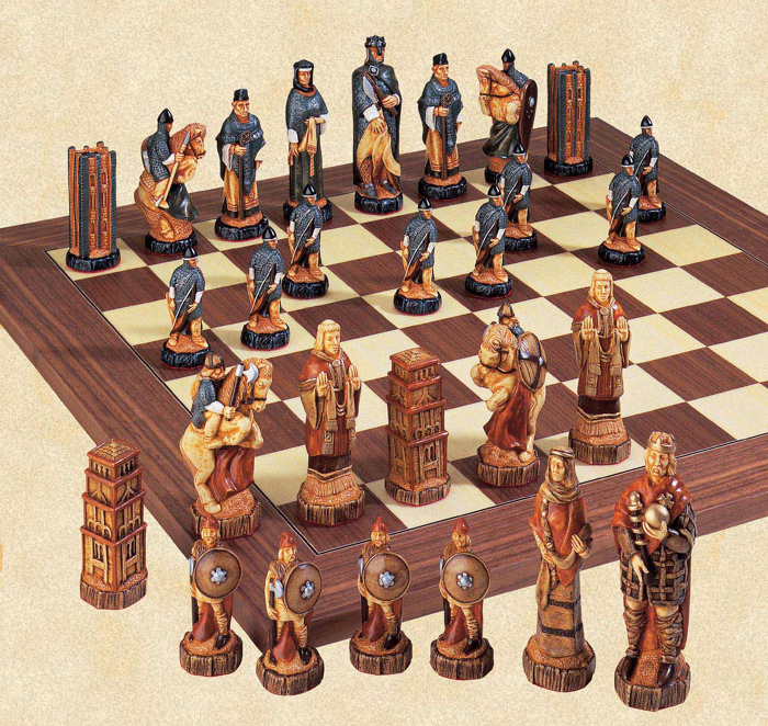 The Battle of Hastings Handpainted Chessmen Set.