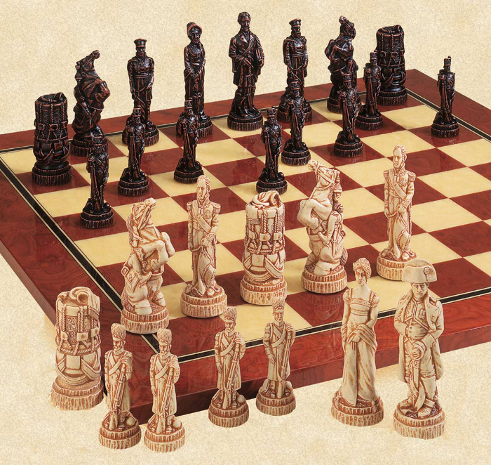 The Battle of Waterloo Polyresin Chessmen Set. 