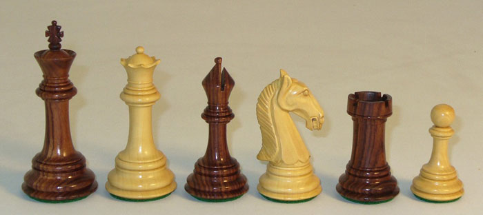 Scalloped Knight Camelot Boxwood and Rosewood Chessmen