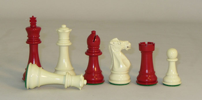 Red & Ivory Painted Boxwood Imperial Single Weighted  4