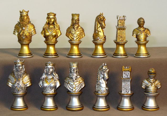 Camelot Busts Gold & Silver Chessmen