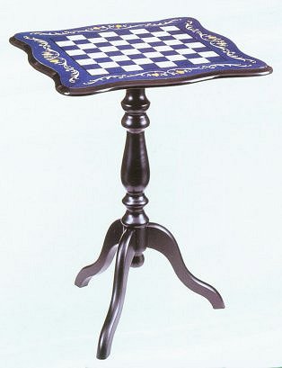 Italian Alderwood Chess Table with Blue and White Erable Top.