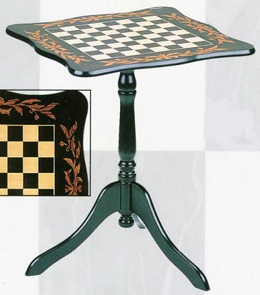 Lacquered  Wooden Pedestal Chess Table - Black and Natural Finish